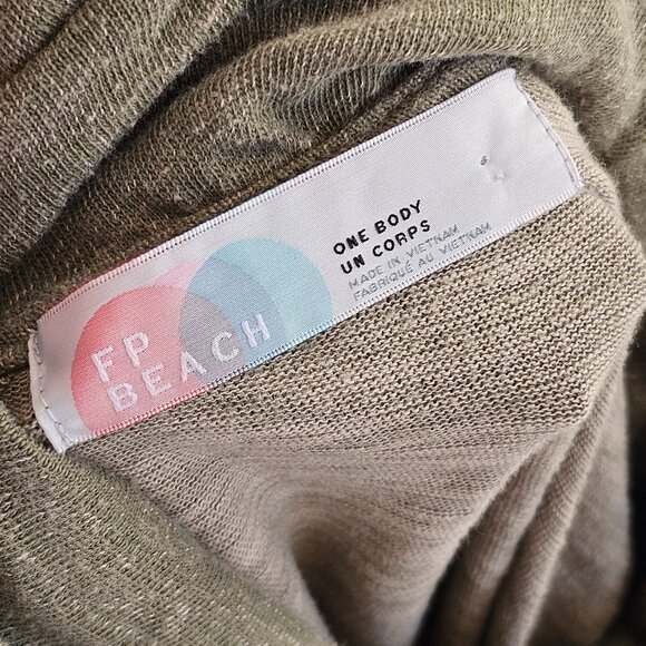 Free People FP Beach Cotton Cocoon Cowl Pullover Top Green Sz OS - Picture 9 of 12